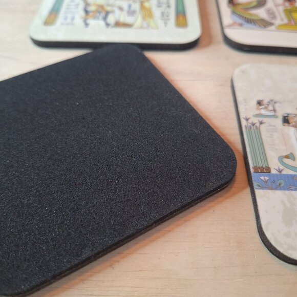 Egyptian Themed Coasters Hieroglyphics Ancient Art Design Set of 6 Foam Backing - Picture 6 of 7